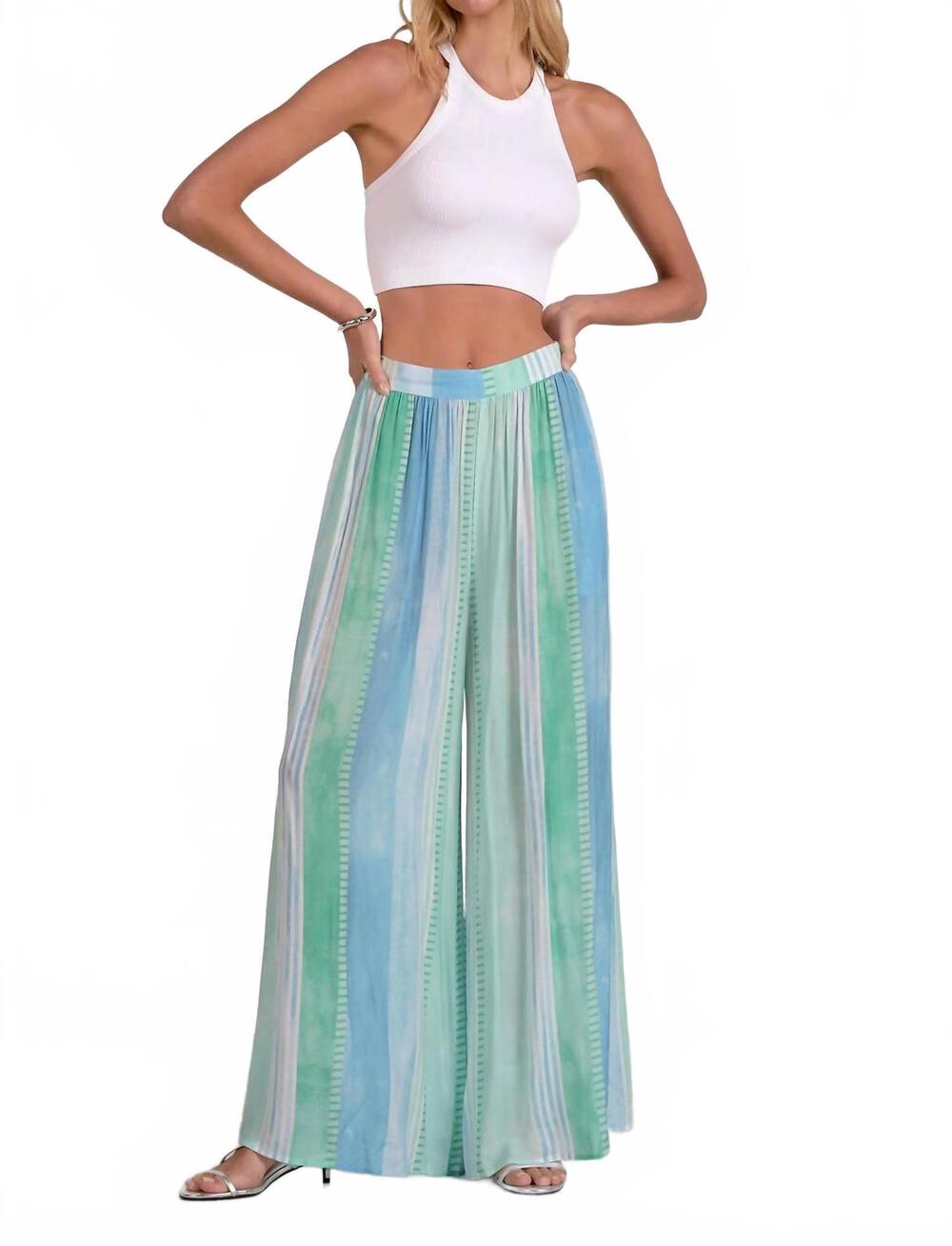 NEW ELAN ava flowy wide leg pants in blue